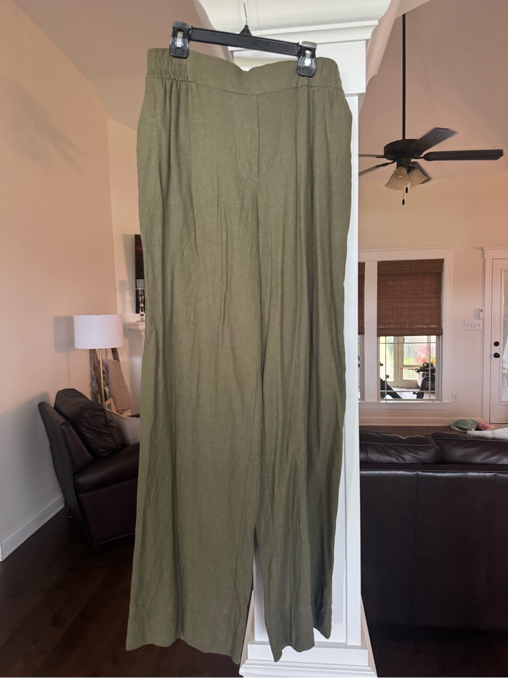 Zara Olive Wide-Leg Linen Women’s Pants